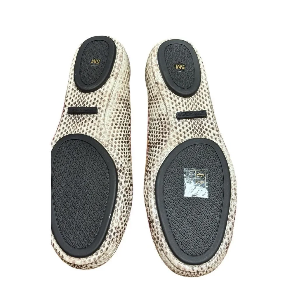 Tory Burch MINNIE TRAVEL BALLET STAMPED SNAKE LEATHER NWB Size 5